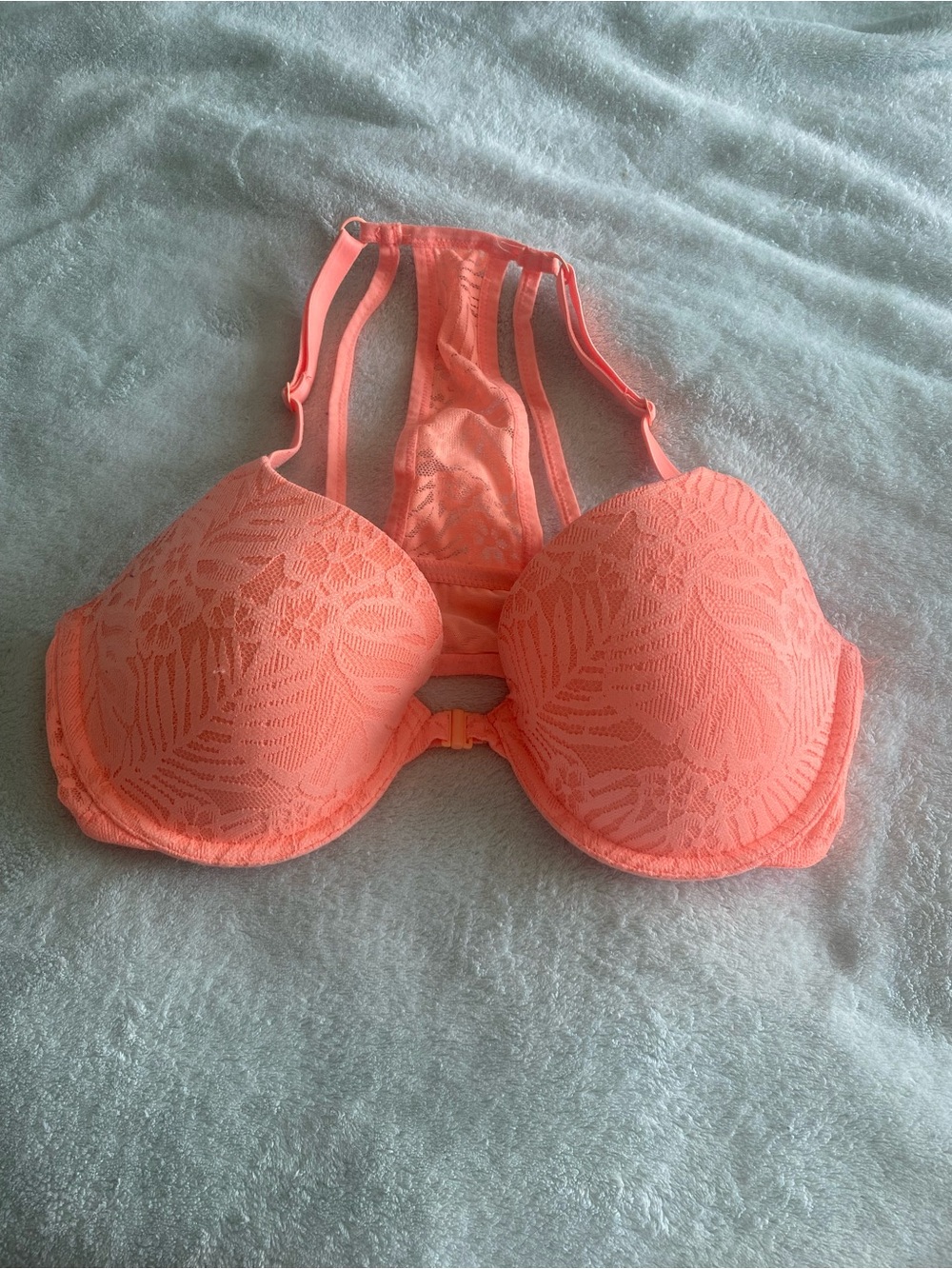 Victoria's Secret Coral Lace Racerback Push-Up Bra